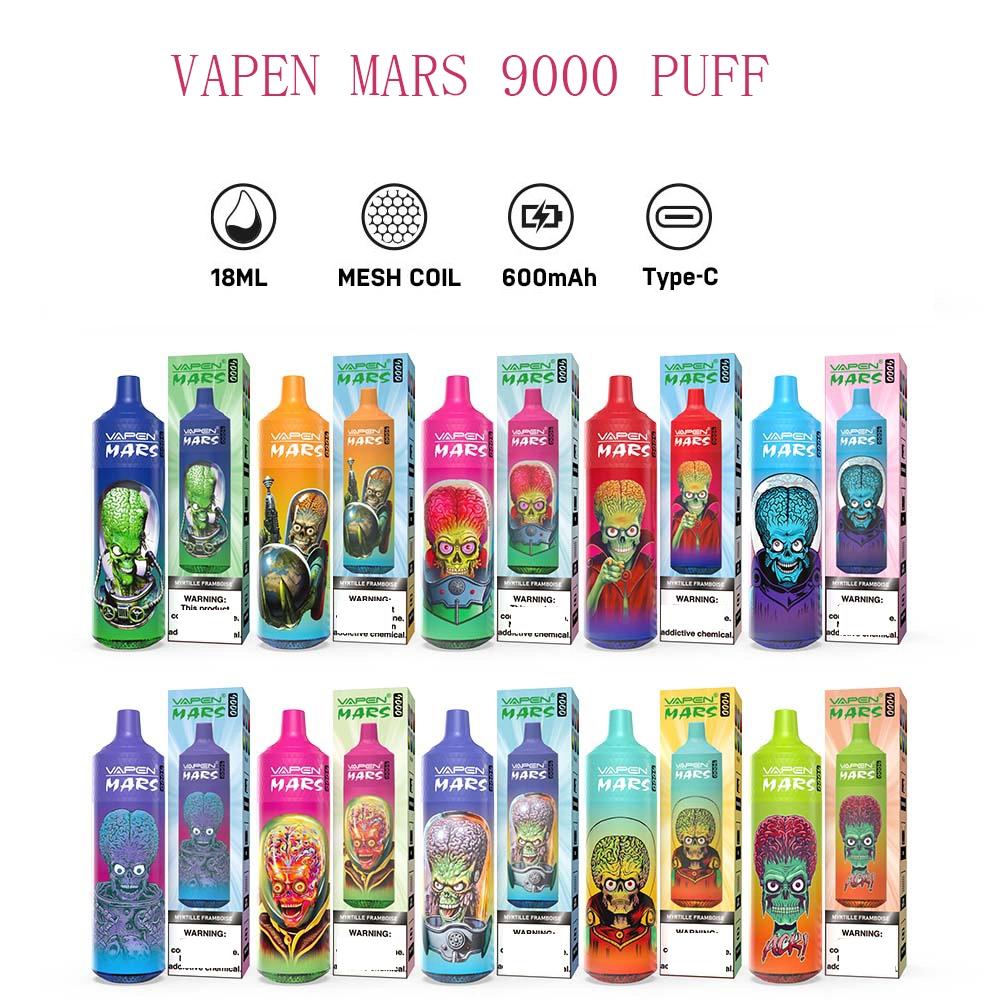 Original Tornado 9000puffs Vapen Mars Disposable Vape 18ml Prefilled 0% 2% 5% No Leaking 9K Puffs Mesh Coil Rechargeable Electronic CIGS