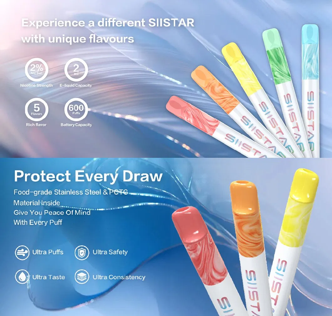 Siistar Rich Flaovrs Portable 600 Puffs Closed Vape Pod with 550mAh Battery